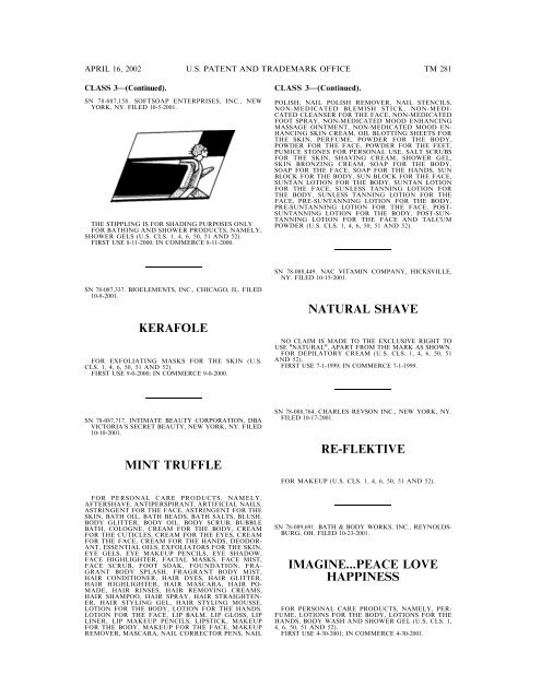 marks published for opposition - U.S. Patent and Trademark Office