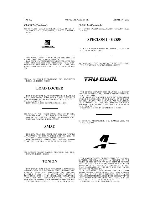 marks published for opposition - U.S. Patent and Trademark Office