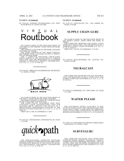 marks published for opposition - U.S. Patent and Trademark Office