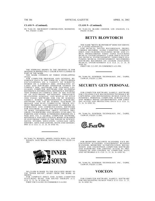 marks published for opposition - U.S. Patent and Trademark Office