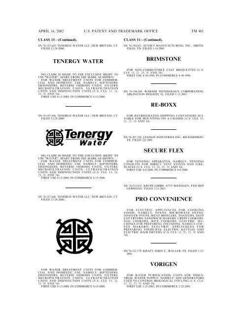 marks published for opposition - U.S. Patent and Trademark Office