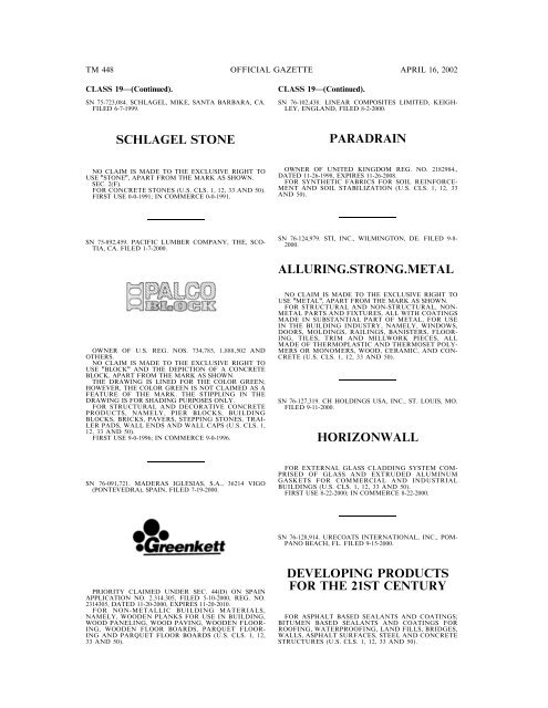 marks published for opposition - U.S. Patent and Trademark Office