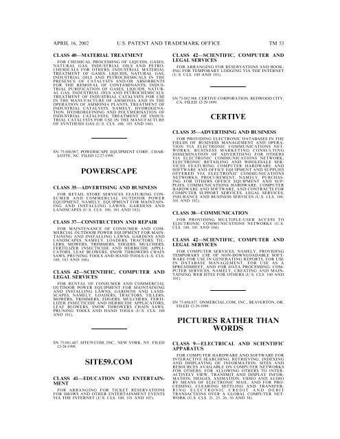 marks published for opposition - U.S. Patent and Trademark Office