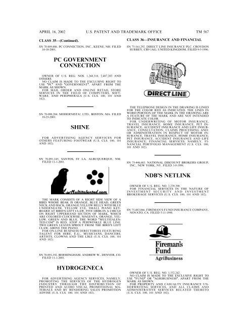 marks published for opposition - U.S. Patent and Trademark Office