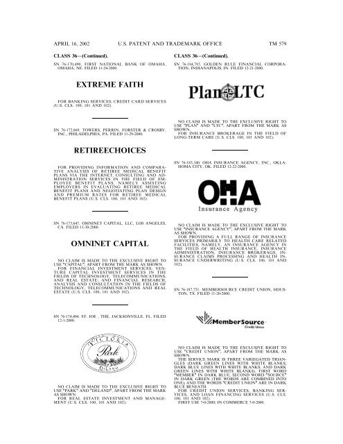 marks published for opposition - U.S. Patent and Trademark Office