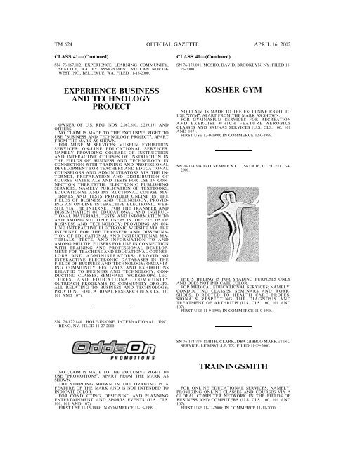 marks published for opposition - U.S. Patent and Trademark Office