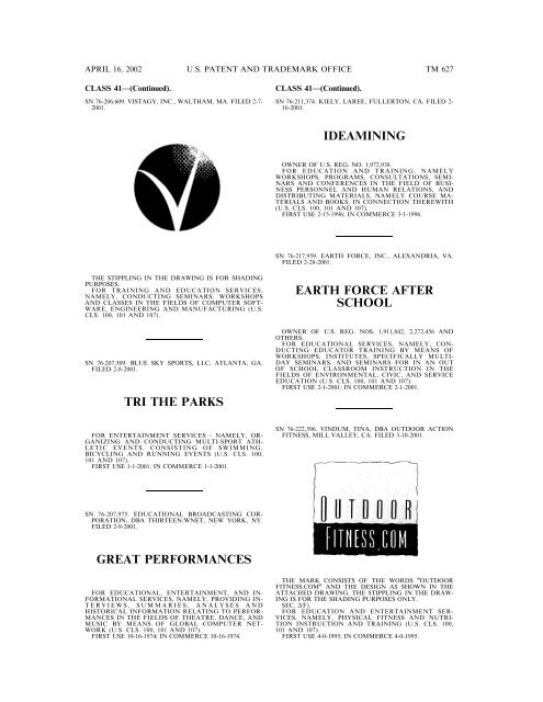 marks published for opposition - U.S. Patent and Trademark Office