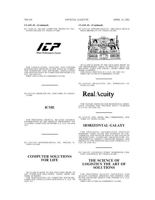 marks published for opposition - U.S. Patent and Trademark Office