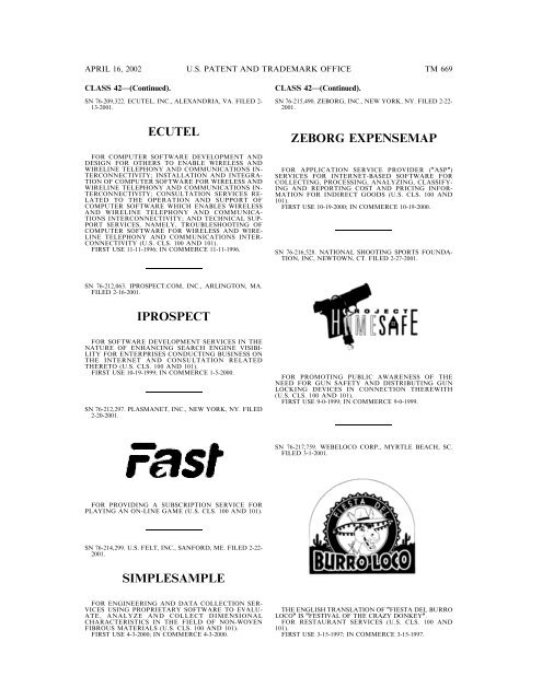 marks published for opposition - U.S. Patent and Trademark Office