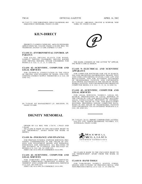 marks published for opposition - U.S. Patent and Trademark Office