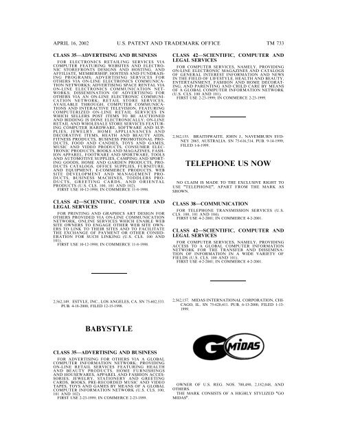 marks published for opposition - U.S. Patent and Trademark Office