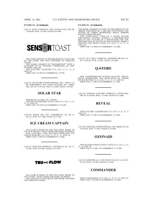 marks published for opposition - U.S. Patent and Trademark Office