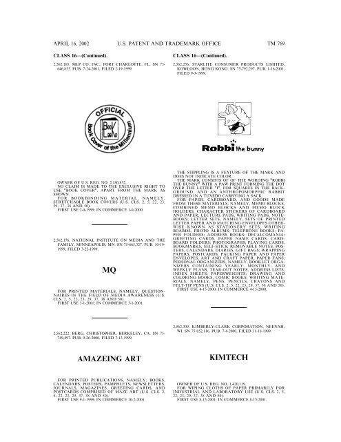 marks published for opposition - U.S. Patent and Trademark Office