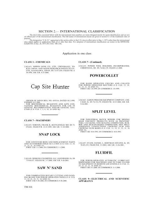 marks published for opposition - U.S. Patent and Trademark Office