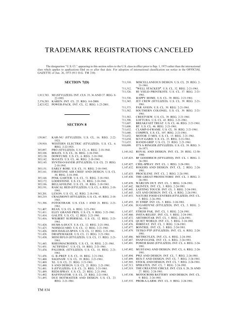 marks published for opposition - U.S. Patent and Trademark Office