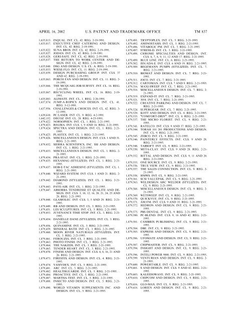 marks published for opposition - U.S. Patent and Trademark Office