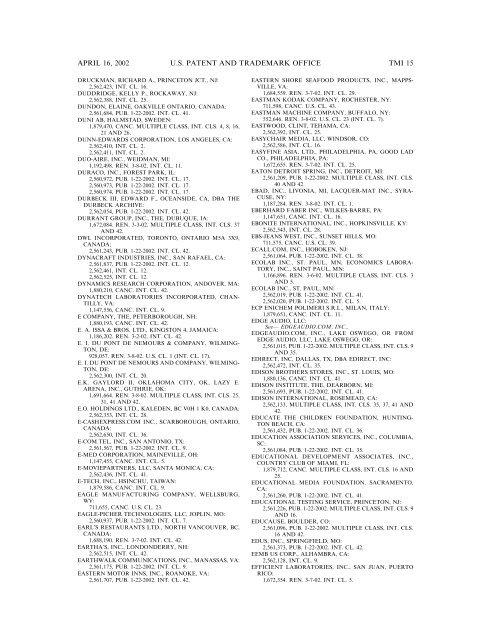 marks published for opposition - U.S. Patent and Trademark Office