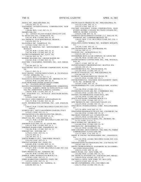 marks published for opposition - U.S. Patent and Trademark Office