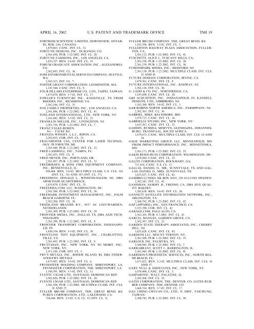 marks published for opposition - U.S. Patent and Trademark Office