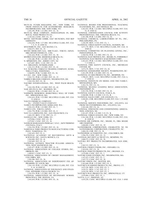 marks published for opposition - U.S. Patent and Trademark Office