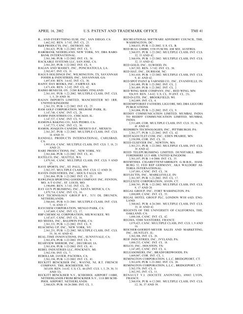 marks published for opposition - U.S. Patent and Trademark Office