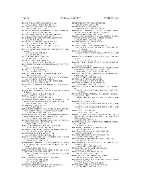 marks published for opposition - U.S. Patent and Trademark Office