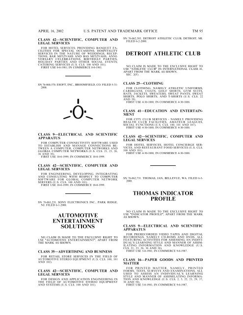 marks published for opposition - U.S. Patent and Trademark Office