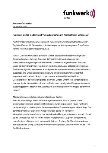 Pressemitteilung - Funkwerk plettac modernisiert ...