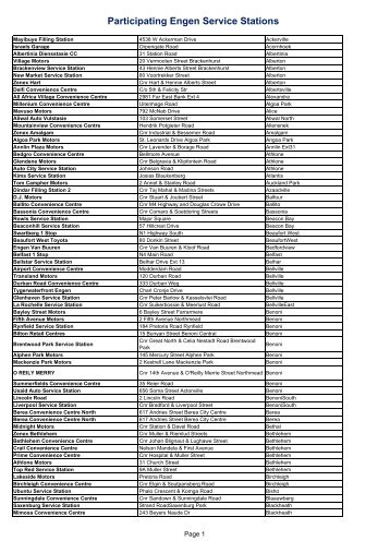 Participating Engen Service Stations - eBucks