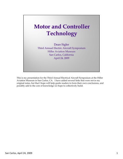 Electric Motors and Controllers for Use in ... - CAFE Foundation