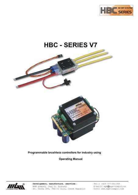 about HBC-series electronic speed controllers for - MGM COMPRO