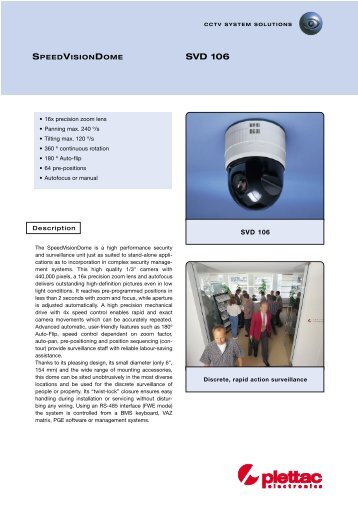 Plettac SVD-106 Dome cameras product datasheet - SourceSecurity ...