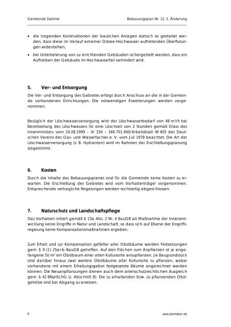 Gem. Dahme, B-Plan 12, 5. Änderung - Planlabor Stolzenberg