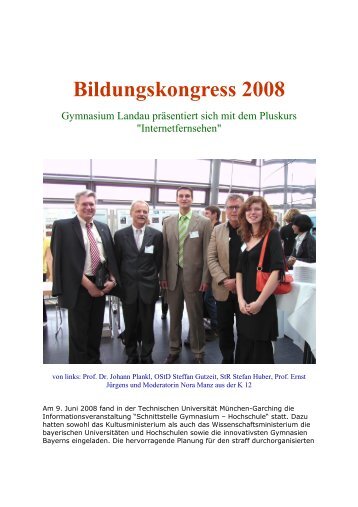 Bildungskongress 2008 - Schulentwicklung in Bayern