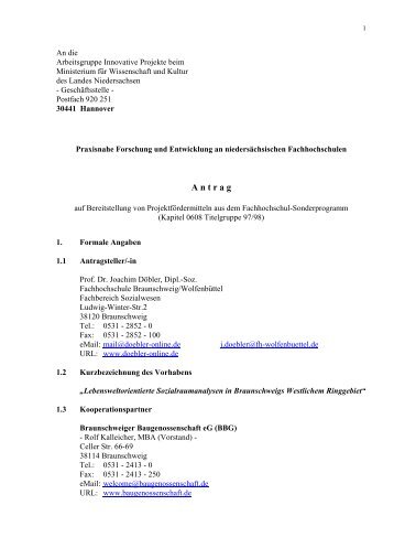 Projektantrag - Prof. Dr. Joachim Doebler - Homepage