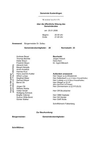 Gemeinde Kusterdingen N iederschrift über die öffentliche Sitzung ...