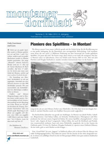 Pioniere des Spielfilms - in Montan! - Montaner Dorfblatt