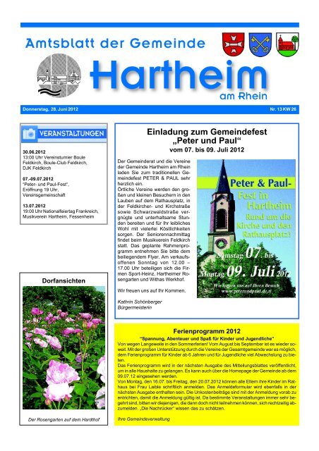 Gemeindeblatt 2012 KW 26 - Gemeinde Hartheim