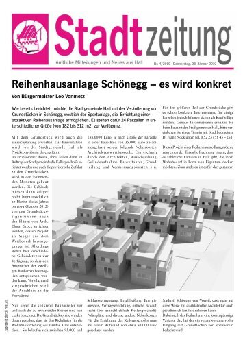Reihenhausanlage Schönegg – es wird konkret - in Hall in Tirol