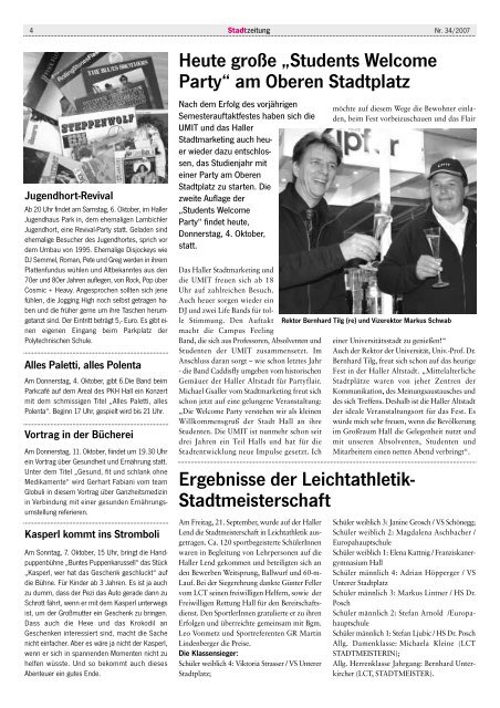 Stadtzeitung - in Hall in Tirol