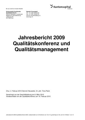 Jahresbericht 2009_Q_Konferenz und QM - im Kantonsspital ...