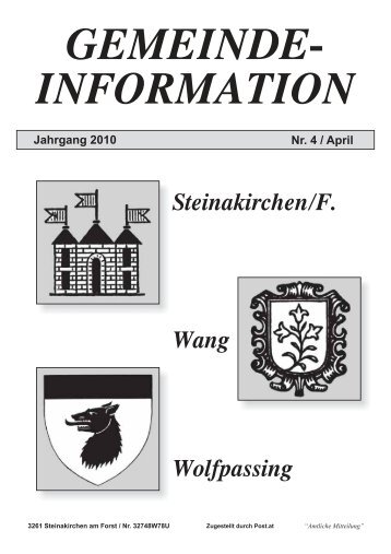 Jahrgang 2010 Nr. 4 / April - Marktgemeinde Steinakirchen am Forst