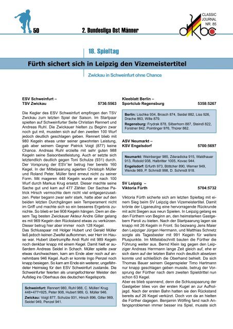 Classic Journal Online 85.2011 - Deutscher Kegler