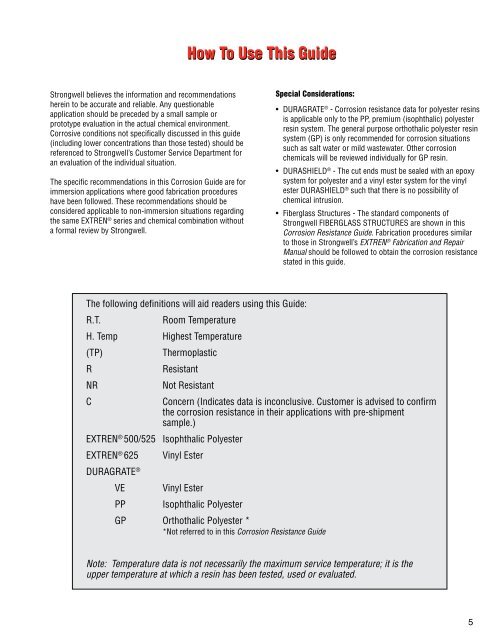 CORROSION RESISTANCE GUIDE - Strongwell