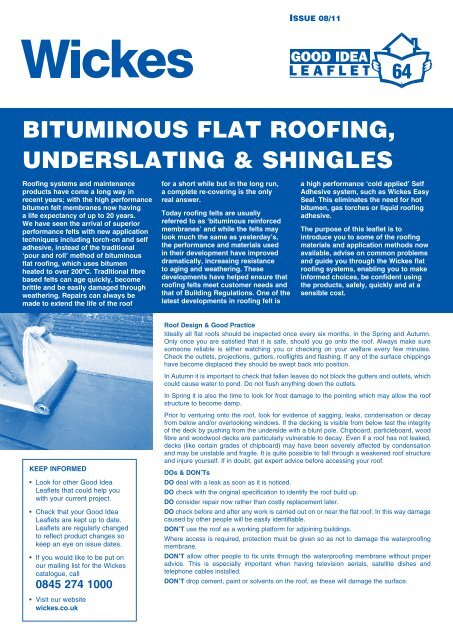 BItUmInoUS Flat RooFIng, UndERSlatIng &amp; ShInglES - Wickes