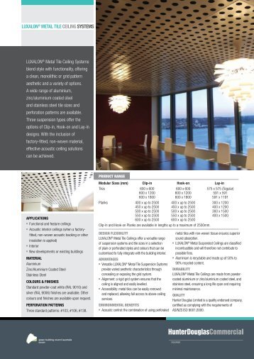 luxalon® metal tile ceiling systems - Hunter Douglas Commercial