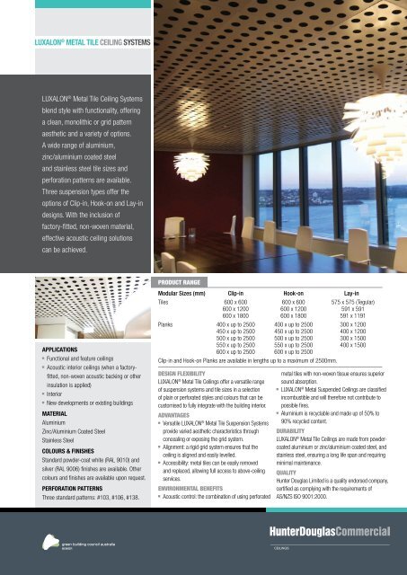 Luxalon Metal Tile Ceiling Systems Hunter Douglas Commercial