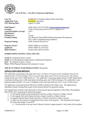 Northeast Master Plan Land Study_8-14-08_New ... - City of El Paso