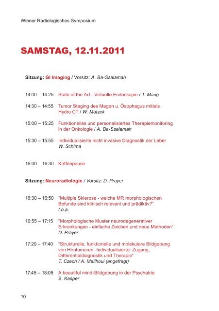 WIENER RADIOLOGISCHES SYMPOSIUM 2011