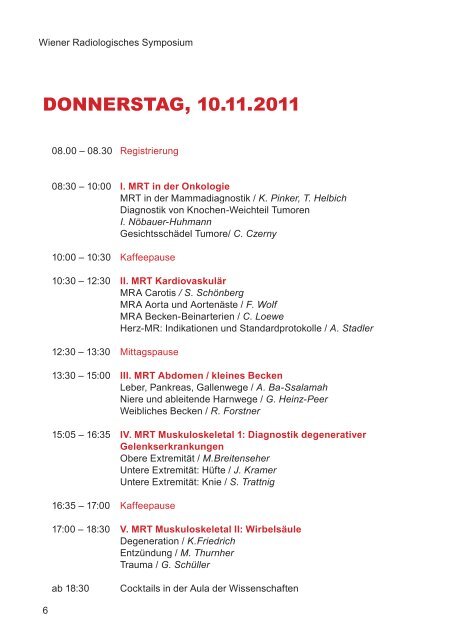 WIENER RADIOLOGISCHES SYMPOSIUM 2011